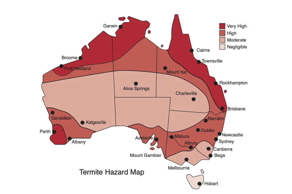 Termite hazard map in Australia